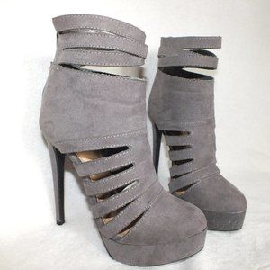 Stylish Gray Women's High Heel Ankle Boots